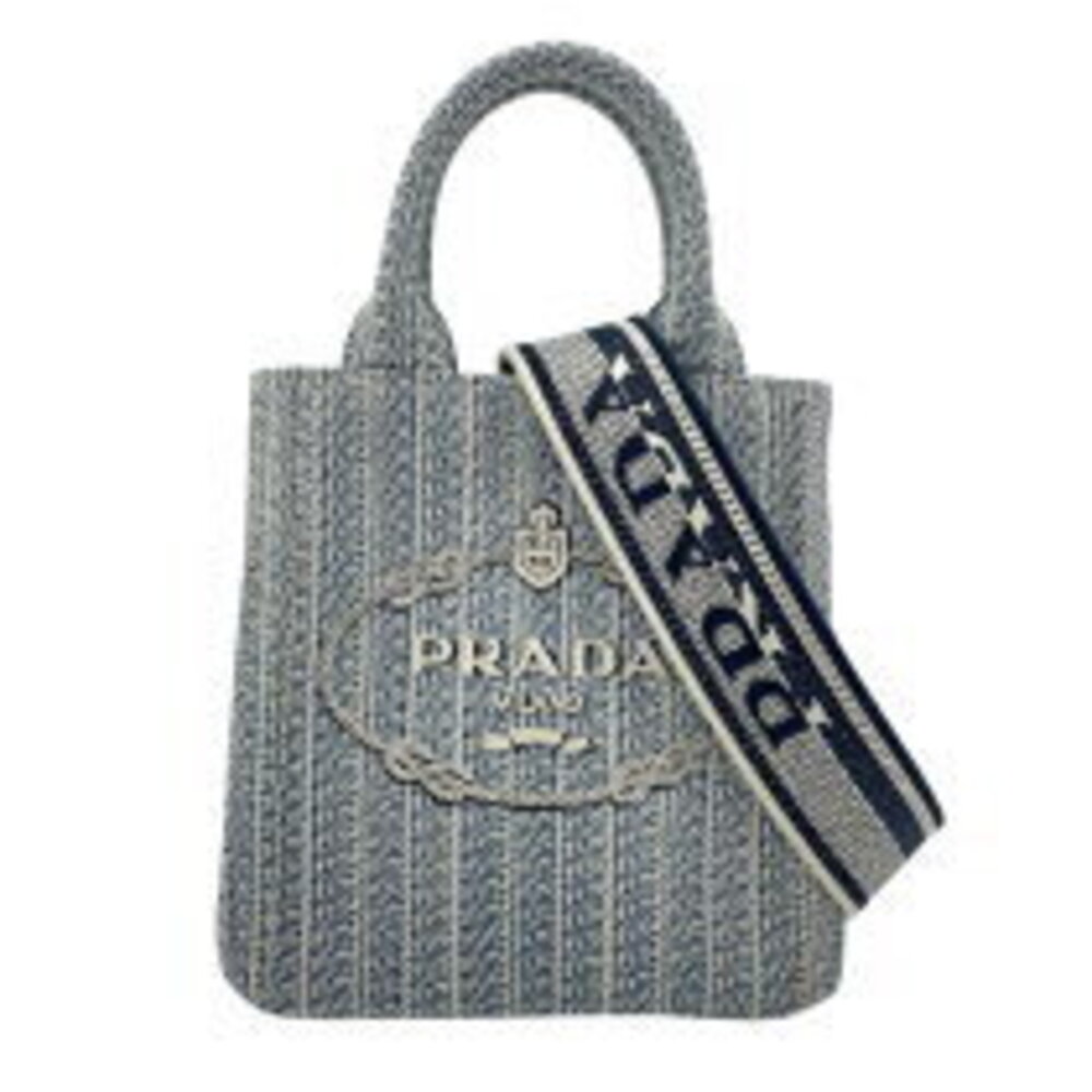 Prada Jacquard Logo Ricamo Embroidered Tote bag Gray